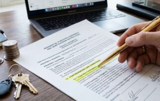 A real estate purchase agreement with the "Contingencies" section highlighted.